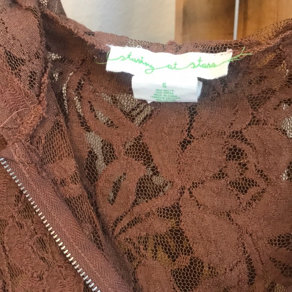 Starring at Stars Brown Lace Hoodie Size S - Picture 2 of 3